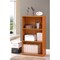 Modern Light Cherry Wooden 3-Tier Bookcase with Open Storage Shelves for Home or Office Use
